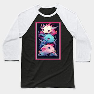 Cute Axolotl Anime Art Design | Cute Animals | Axolotl Hentaii Chibi Kawaii Design Baseball T-Shirt